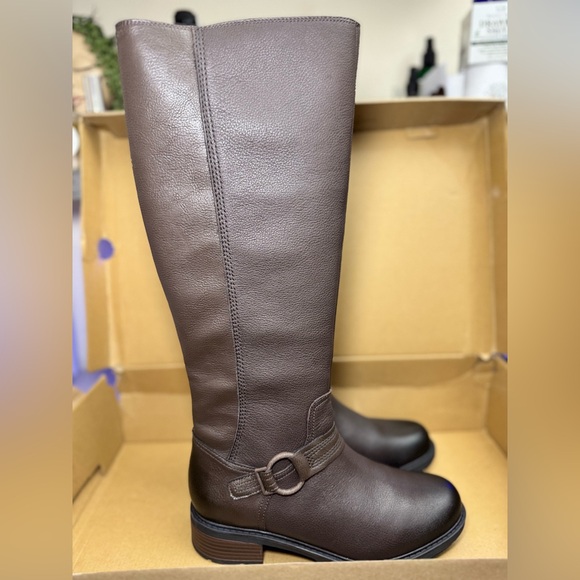 Clarks Women’s Hearth Rae Knee-High Leather Riding Boots — Dark Brown, Size 10 W - Picture 6 of 8